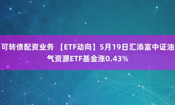 可转债配资业务 【ETF动向】5月19日汇添富中证油气资源ETF基金涨0.43%